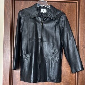 Classic Black Leather Zip Front Jacket women’s size large by Timothy Daniels